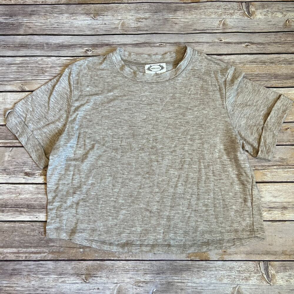 Mia Joy Joyfolie Tee Tan Marled Short Sleeves Girls 10 - Picture 2 of 8